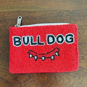 Red Beaded Bulldog Pouch/Wallet- NEW!